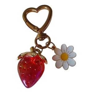 Strawberry and Daisy Keychain Bag Charm